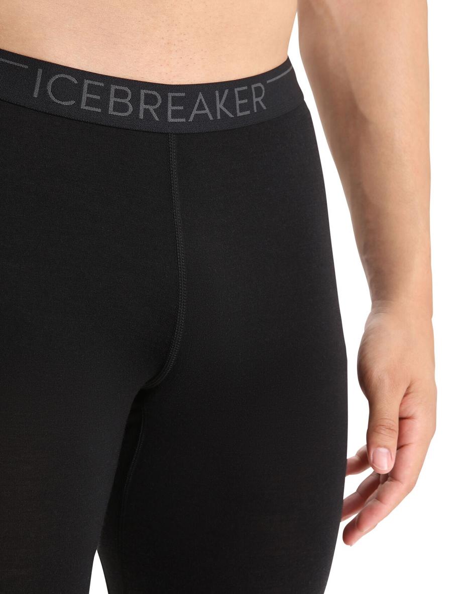 Icebreaker BodyfitZone™ Merino 150 Zone Thermal Férfi Leggings Fekete | HU 1140ZUTG